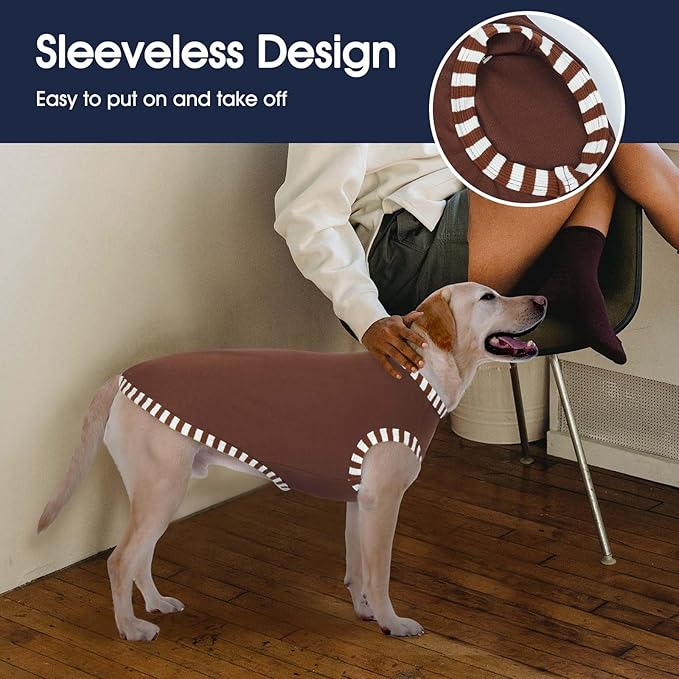 IECOii 2 Pack Great Dane Dog T Shirts | Comfortable Fabric Vest for Dogs with Sensitive Skin - Durable Fit - Spring, Summer, Fall Wear for Giant Breed, Coffee+DarkRed,5XL