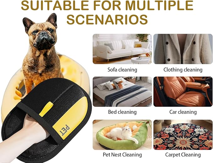 New Upgraded Version pet Hair Removal Gloves for Dogs and Cats, Reusable Static pet Hair Gloves, pet Hair Cleaning Tools for beds, Clothes, Carpets, Sofas, Curtains