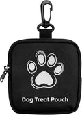 KEIAHUAN Dog Treat Pouch Small Dog Treat Bag Hands Free Dogs Walking Bags with Carabiner Self-Closing Pet Feed Snack Reward, for Puppy Travel or Outdoor Use, Black