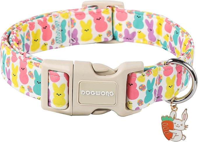 DOGWONG Easter Dog Collar- Cute Coloful Egg Dog Collars Adjustable Designer Easter Day Puppy Heart Dog Collar for Small Medium Large Dogs XS