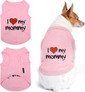 Parisian Pet Dog T-Shirt with Embroidered 'I Love My Mommy' Words - 100% Cotton, Pink Dog Shirt - Sleeveless Pet Vest - Machine Washable Clothes for Medium-Sized Dogs, M