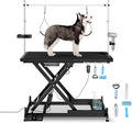 Upgrade Electric Pet Grooming Table Super Deluxe 50'' Heavy Duty Professional for Large Dogs with Overhead Arm, Anti-Skid Rubber Desktop Powerful Motor and Adjustable Height, Black