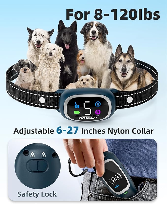 2-in-1 Dog Shock Collar and Bark Collar for Dogs – 3300FT Dog Training Collar with Remote, IP67 Waterproof e Collar with Anti-Bark/Beep/Vibration/Shock Modes for Small Medium Large Dog(8-120Lbs)