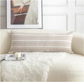 Decorative Boho Lumbar Pillow Covers, Modern Farmhouse Couch Pillowcase, 14 x 36 Long Accent Body Throw Pillow Covers, Sofa Bed Living Room Decor Cushion Case, Taupe and Beige, Pack of 1