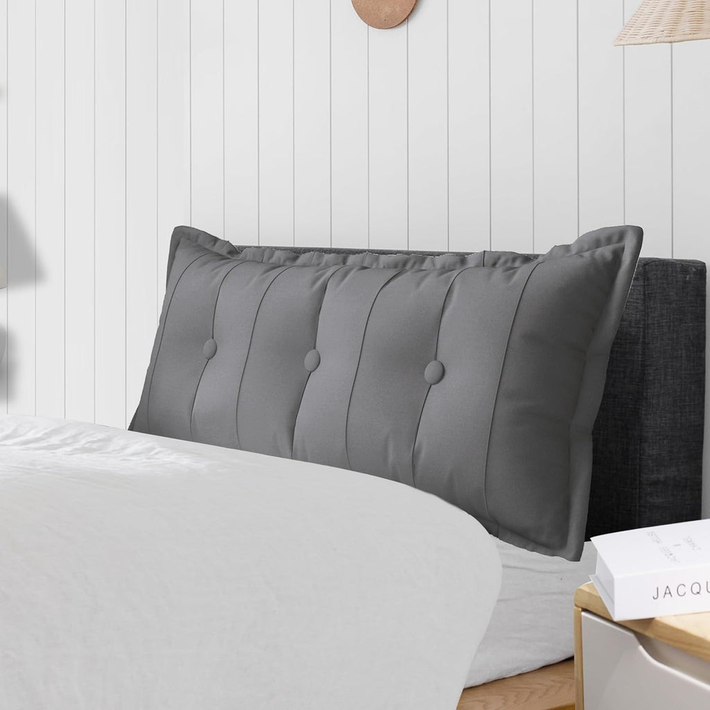 Large Bolster Reading Pillow Twin XL Backrest Positioning Support Pillow Daybed Cushion Headboard Pillows for Bed Bunk Sofa with Removable Cover, Grey, 39 x 3 x 20 Inch