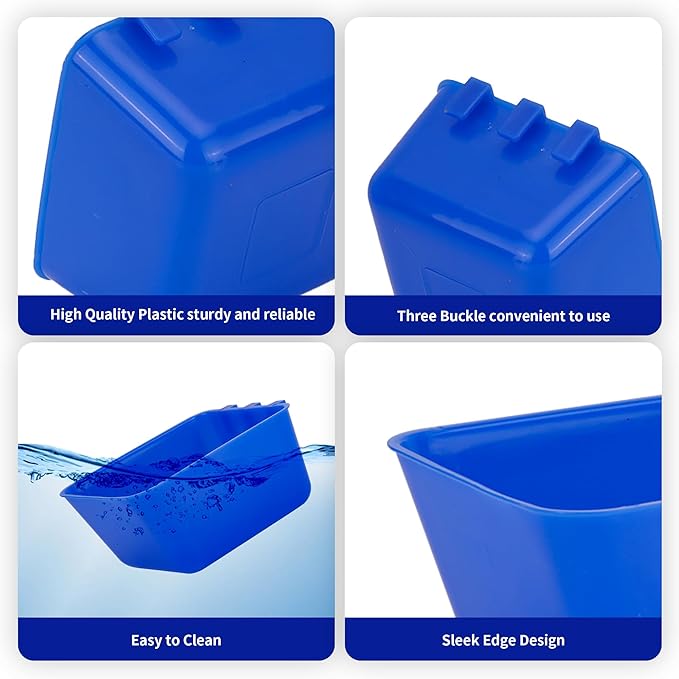 40 Pcs Cage Cups Chicken Feeder Cups 16 oz Hanging Bird Food Water Cups Bunny Cage Feeding Bowl Dish for Pet Parrot Rooster Parakeet Gamefowl Poultry Pigeon Wire Cage(Blue)