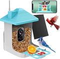 Smart Bird Feeder with Camera,AI Identify Species,Bird House with Solar Powered,Instant Arrival Alerts,2K Capture Video,Live View for Lover (Blue)