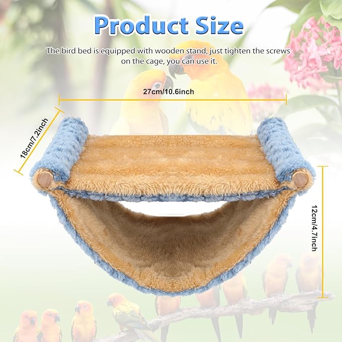 BWOGUE Winter Warm Bird Nest Bed Hanging Hammock Snuggle Hut Parrot House Tent Toy Bird Cage Perch for Parakeet Budgies Cockatiels Lovebird Cockatoo Finch Hamster Chinchilla Guinea Pig