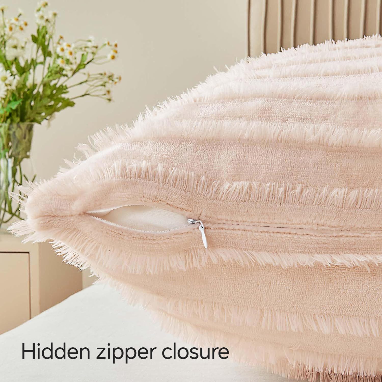 BEDELITE Velvet Pillow Covers 26x26 with Zipper, 2 Pack Super Soft Square Pillow Covers for Bedroom, Sofa, Luxury Cozy Fleece Pillowcases for All Seasons(26x26 Inches, Coral-Boho)