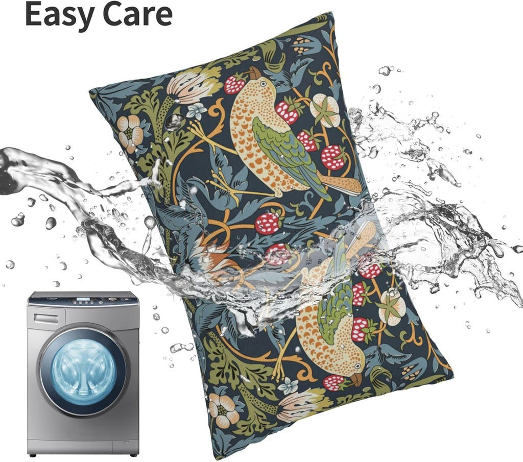 William Morris Vintage Floral Bird Strawberry Thief 20x12 inches Pillow Cover, Outdoor Farmhouse Pillow Cover Home Decor for Couch Sofa