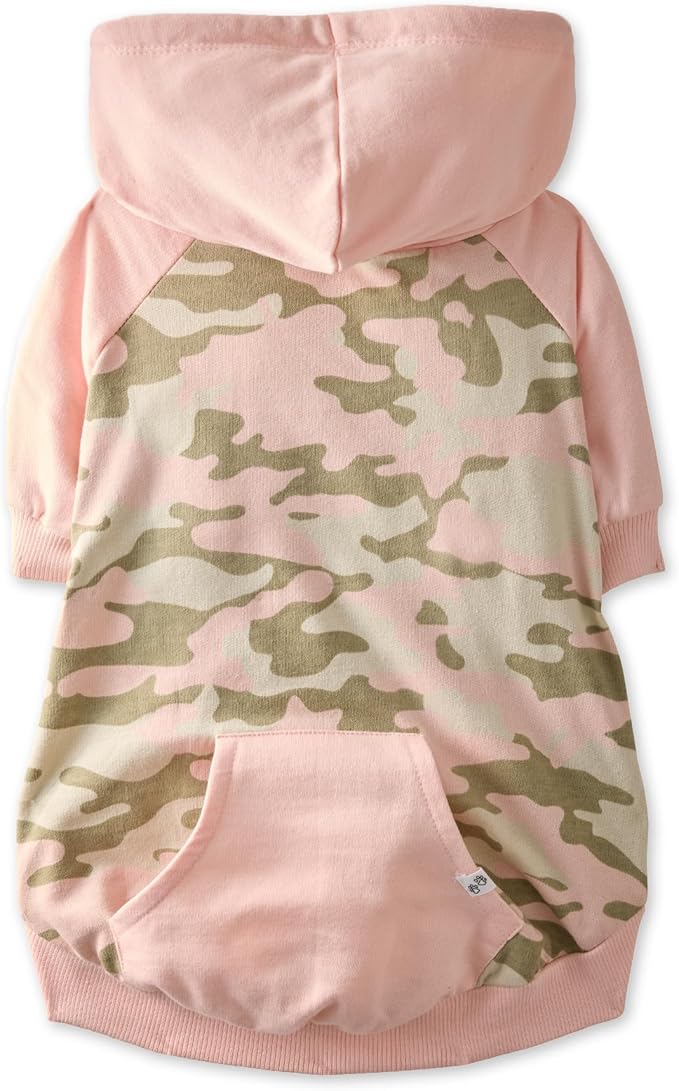Rocky – The Orginal Lightweight Hooded TEE 100% Organic Cotton Dog Hoodie Pet Coat Sweater for Small, Medium, Large Dogs, Pink Half Camo, XX-Small (4-7 lbs)
