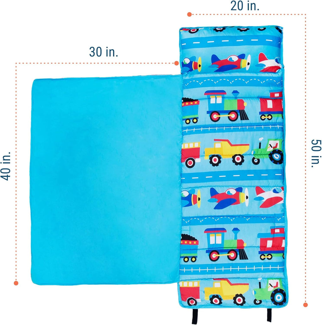 Wildkin Kids Microfiber Nap Mat – Soft Sleep Mat with Pillow, Ideal for School & Travel - Trains, Planes, and Trucks