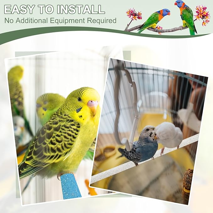 Bird Perch Stand, Wooden Parrot Perch Stand Toy, Paw Grinding Stick, Bird Cage Accessories, 7.48 x 3.94in (Green, 2 Pcs) Birds Toys Intended for Cage/Parakeets/Conure/Budgie