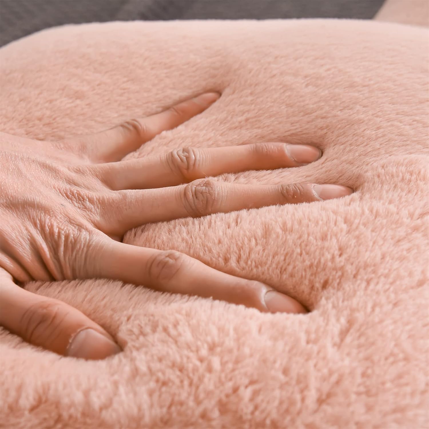 A Nice Night Faux Fur Soft Reading Pillow Bed Wedge Adult Backrest with Arms Back Support for Sitting Up in Bed/Couch for Bedrest,Pink,Large