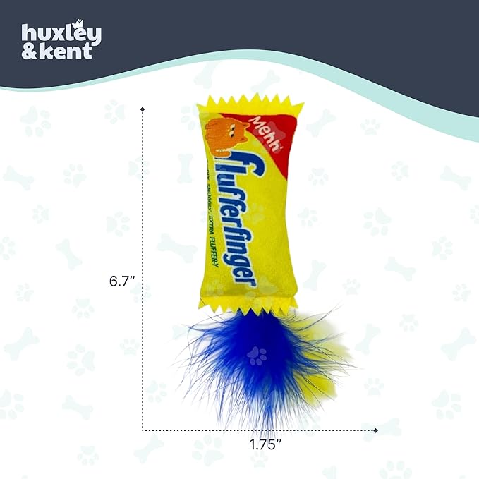 Huxley & Kent Plush Cat Toy - Interactive Catnip Toy for Cats & Kittens - Soft with Crinkle & Catnip - Fun Indoor Play - Flufferfinger