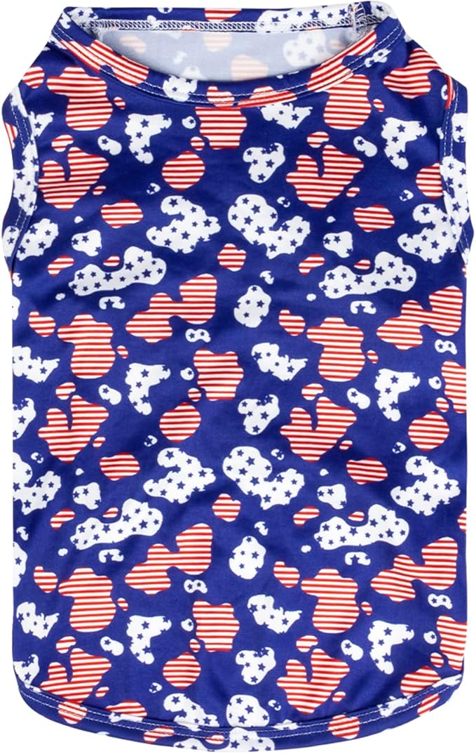 CuteBone 4th of July Dog Shirts 2-Pack Soft Pet Clothes Breathable Summer Vest for Small Puppy and Stretchy Cat Apparel 2BX13XS