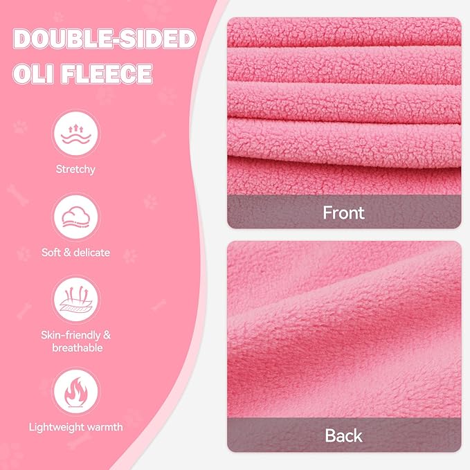 Extra Small Dog Sweater,Dog Hoodie,Warm Fleece Sweatshirt with Hood & Pocket,Leash Hole,Cozy Cold Weather Cat Pet Clothes Puppy Sweater for Small Dogs(Pink,XS)