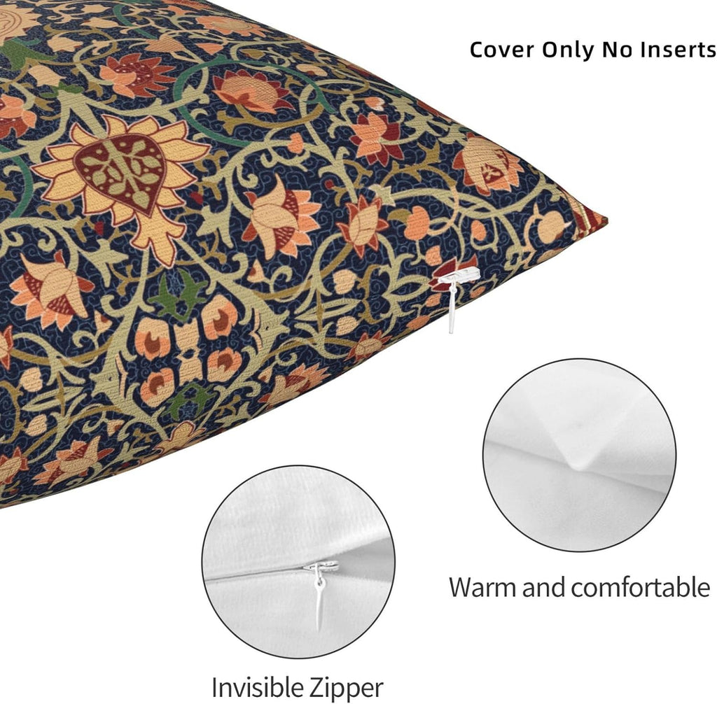 William Morris Vintage Floral 16x16 inches Throw Pillow Covers Cushion Covers for Couch Home Bed Living Room Decorative Pillow Cases