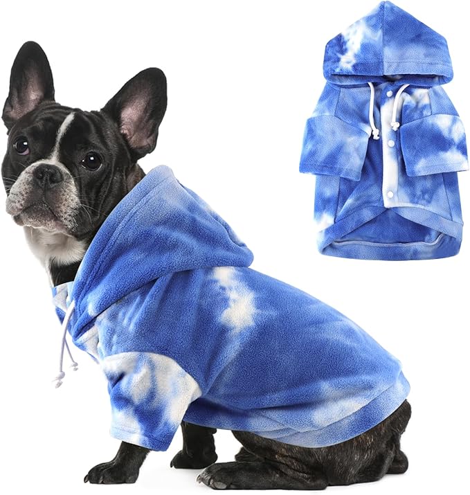 Mklhgty Tie Dye Dog Hoodie, Winter Coat for Small Dogs - Ultra-Soft Adjustable Warm Hood, Breathable Comfort Fabric for Daily Use