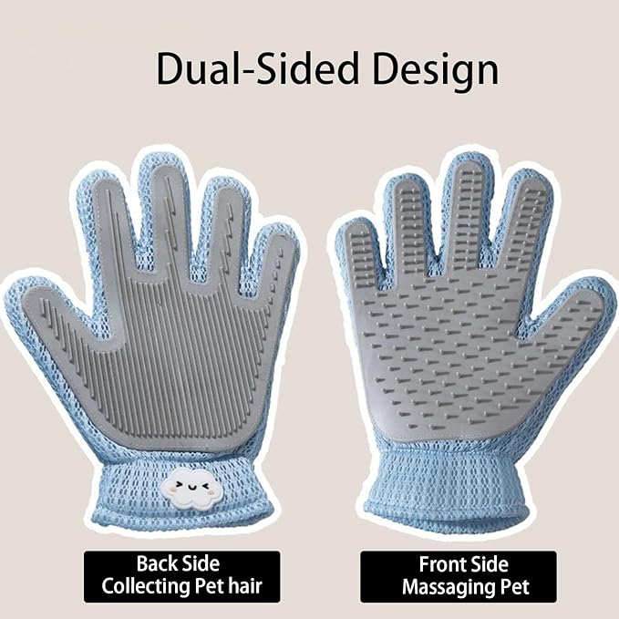 Pet Hair Remove Glove for Dogs & Cats,2-in-1 Massage Grooming Tool, Efficient Deshedding Brush with Soft Spikes, Gentle Fur Removal and Cleaning Glove for Shedding Control