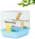 Small Bird Cage, Lightweight for Parakeets, Hanging for Parrot, Travel for Cockatiel, Outdoor Budgie, Pet Products Flat Top Economy Small Animal Cage with Stand Accessories with White Wire, Blue