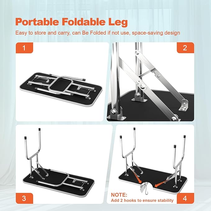 46'' Dog Grooming Table for Large Dogs, Foldable Professional Grooming Table for Dogs at Home with Double Loops/Mesh Tray/Adjustable Arm, Capacity up to 330lbs, Black