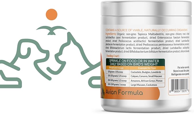 Parrot Probiotic, Prebiotic and Postbiotic, Pet Bird Supplies, Used with Water, Vitamins, Budgie Treats, Baby Parrot Formula, Parrot Medicine, Mix in Parrot Food