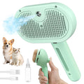 Steam Pet Brush for Shedding, 3 In 1 Self Cleaning Anti-Static Steamy Hair Brush, Reduces Loose Hair and Shedding for Long and Short Hair Pets Grooming, Green