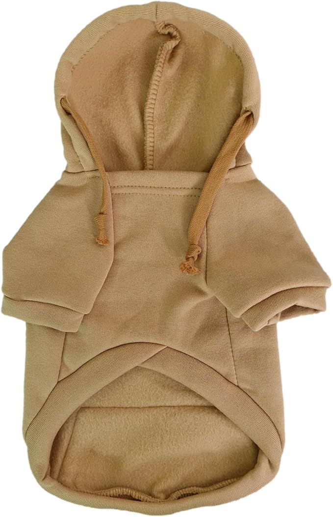 Jecikelon Pet Dog Cold Weather Coat with Pocket Winter Dog Hoodie Warm Puppy Clothes for Small Dogs Chihuahua Clothing (Khaki, Large)