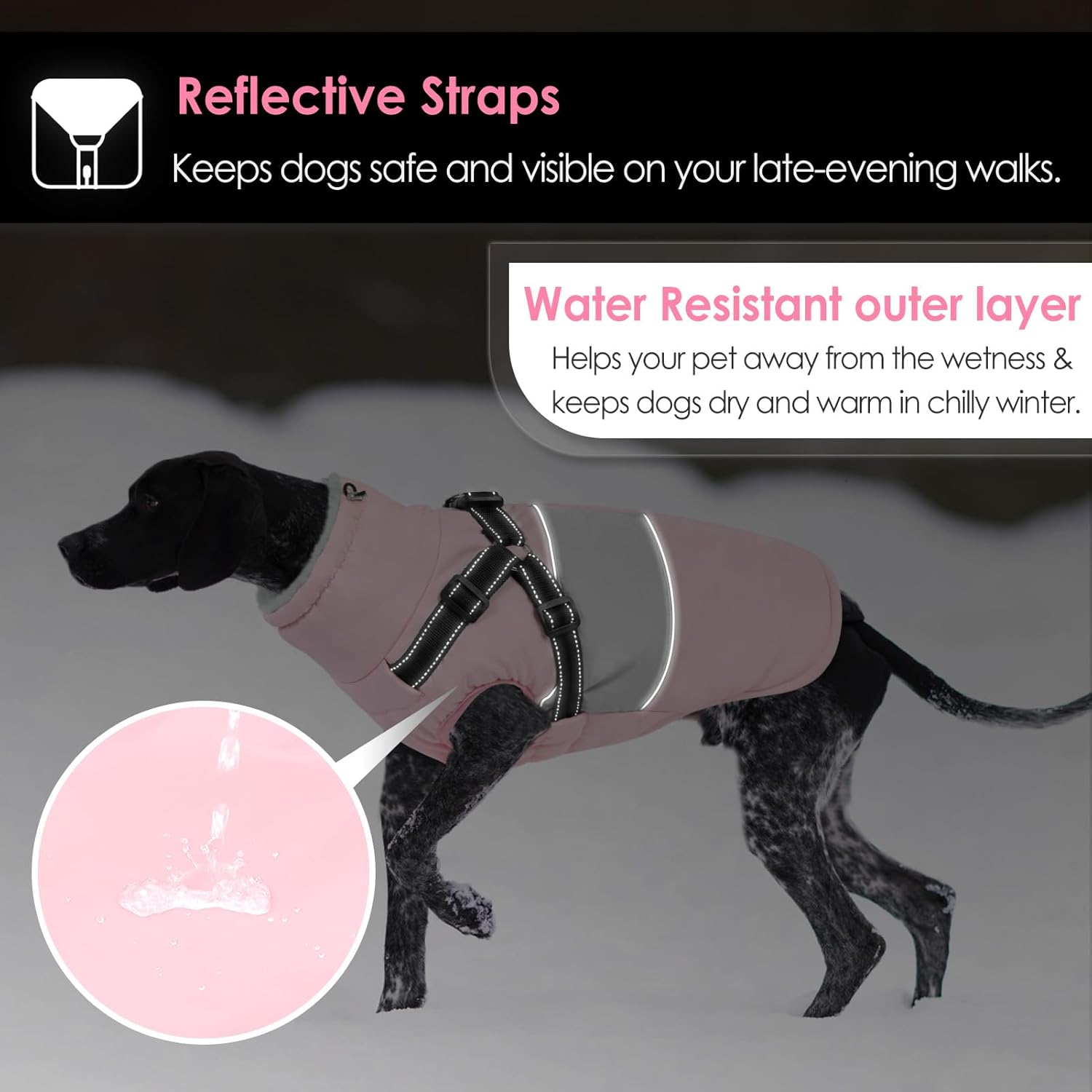 AOFITEE Dog Coat, Waterproof Dog Jacket Winter, Dogs Coat with Harness Built in, Warm Dogs Puffer Jacket with Zipper, Reflective Pet Snowsuit Sweater for Dachshund, French Bulldog, Boston Terrier, M