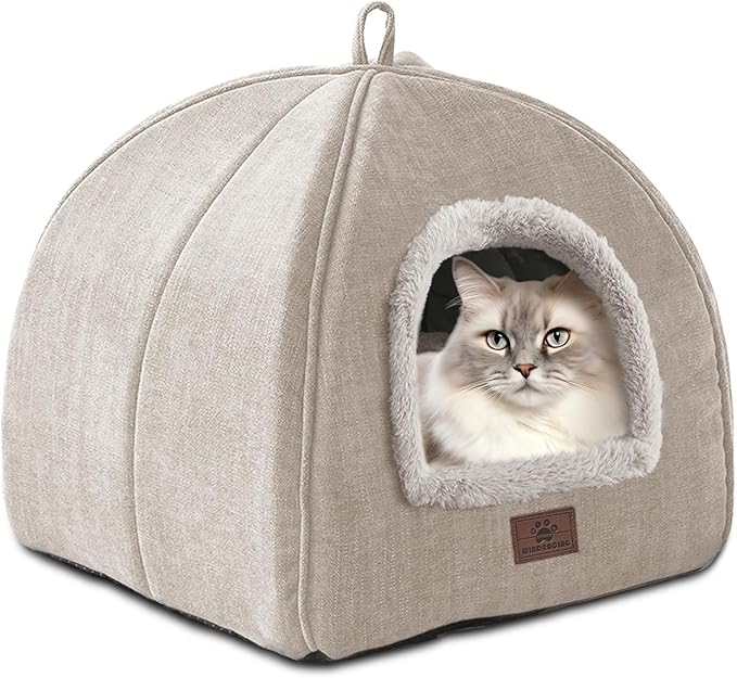 Cat Bed for Indoor Cats - Cat Cave Cat House Cats Tent with Removable Washable Cushioned Pillow, Soft and Self Kitten beds