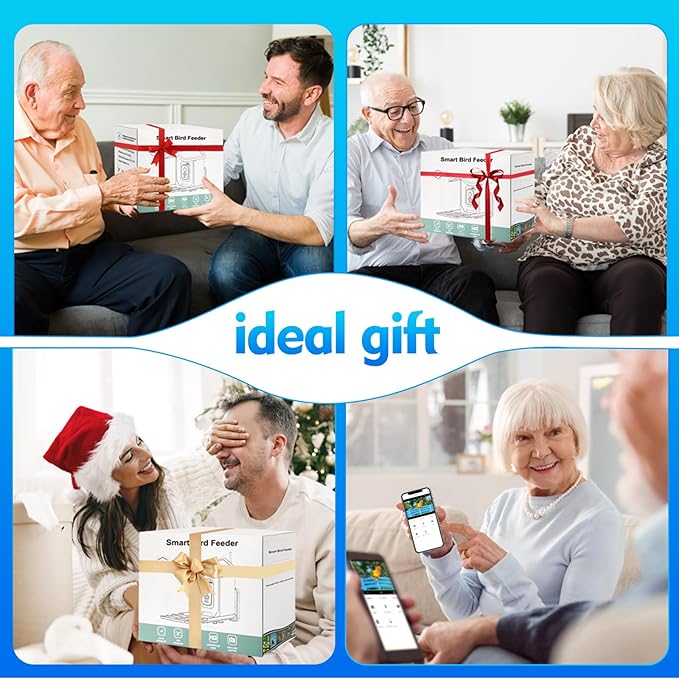 Bird Feeder with Camera Solar Powered: 2L Smart Bird Feeder, 2.5K Live Cam, AI Identification, Free 32GB Card, Waterproof Auto Video Capture for Outdoor Backyard – Gift for Festivals, Blue