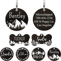 Ultra Joys Stainless Steel Pet ID Tag Dog Name Tags Personalized Front & Back Engraving, Customized Dog Tags and Cat Tags, Optional Engraved on Both Sides, Round Tag Mountain on Bottom Design Small