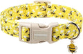 DOGWONG Cute Cotton Dog Collar for Small Medium Large Dogs Cute Yellow Bee Dog Collar for Boy Girl Dogs,M