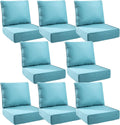 6" Thick Outdoor Cushions 24x24x6, 8-Set Deep Seat Patio Cushions with Removable Cover, Waterproof & Fade Resistant Replacement for Wicker Chair, Loveseat, Sofa - Teal