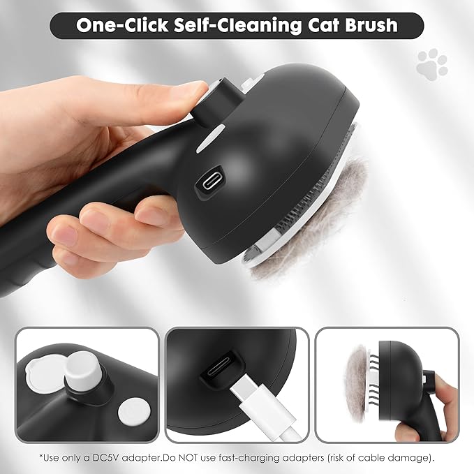 Cat Steam Brush for Grooming and Shedding for Long and Short Hair Pets Deshedding and Hair Removal tool for Dogs & Cats Self Cleaning 4 in 1 Massaging Pet Spray Spritz Defur Comb
