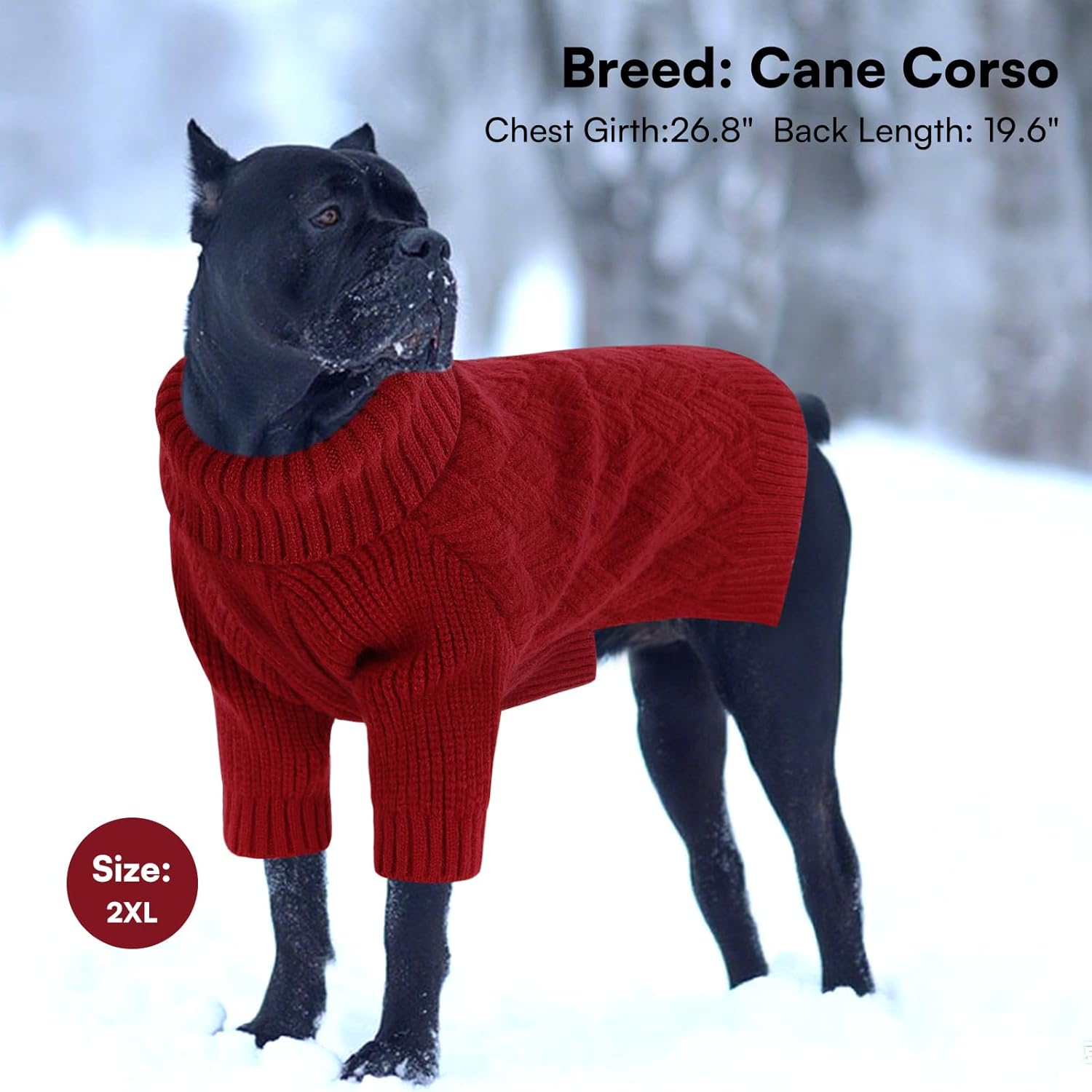 SUNFURA Dog Sweater Large Size Dogs, XL Dog Sweaters for Winter, Extra Large Breeds Girl Boy Pullover, Pet Knitted Knitwear Fall Sweatshirt for Pitbull, Labrador Retriever, Red X-Large