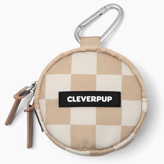 Snackpack Double Insulated Dog Treat Pouch - Holds 1.5 Cups - Dog Training and Walks Snack Bag, Two Pockets for Dry or Wet Treats, Attaches to Leash, Belt, or Bag - Checkerboard