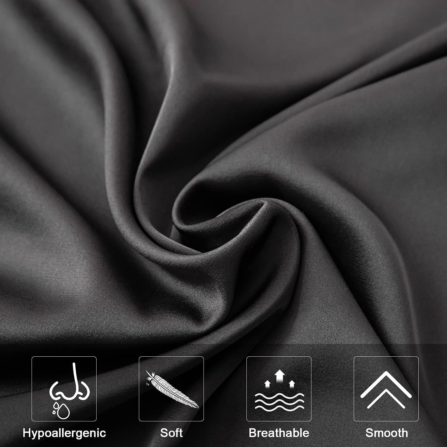 Mulberry Silk Pillowcase for Hair and Skin,Cooling Silk Pillow Case with Hidden Zipper,Allergen Proof Dual Sides Soft Breathable Smooth Silk Pillow Cover for Women (Black,Toddler)