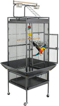 ZENY 61-inch Playtop Parrot Bird Cages, Wrought Iron Large Birdcage with Rolling Stand for Parakeet Cockatiels Quaker Conure Lovebird Finch Canary Small Medium Parrot Cage Birdcage (Black)