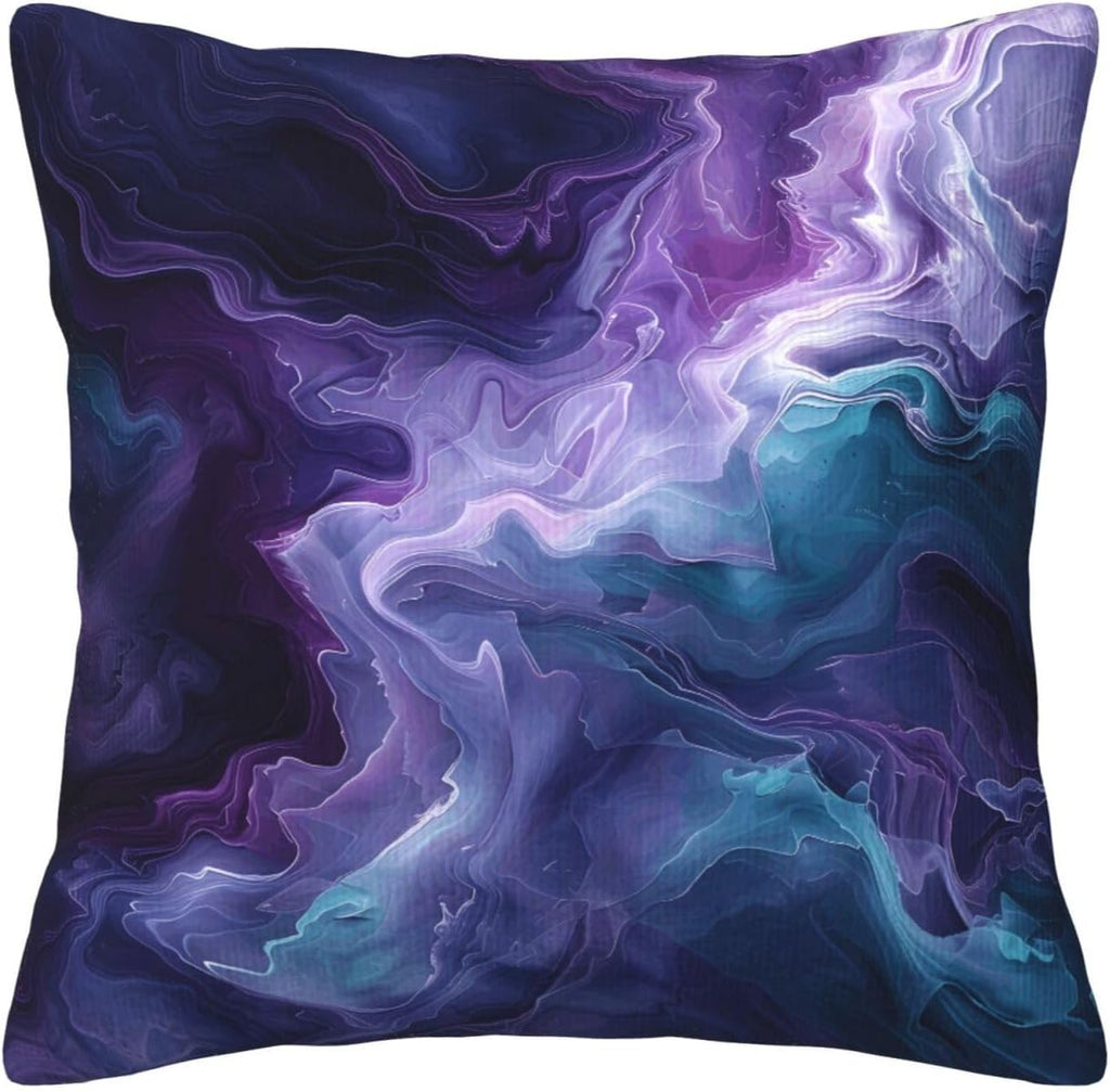 Purple Teal Turquoise Galaxy Nebulous 18x18 inches Throw Pillow Covers Cozy Square Pillowcases Home Decor for Bed Couch Sofa Office Living Room Cushion Covers