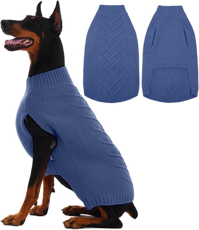 IECOii Extra Large Dog Sweater,XXXL Dog Sweater for Large Dogs Girl Boy,Xmas Dog Apparels Holiday Dog Sweater Large,Warm Dog Christmas Clothing Big Dog Sweaters for Labrador,Husky,Blue-3XL
