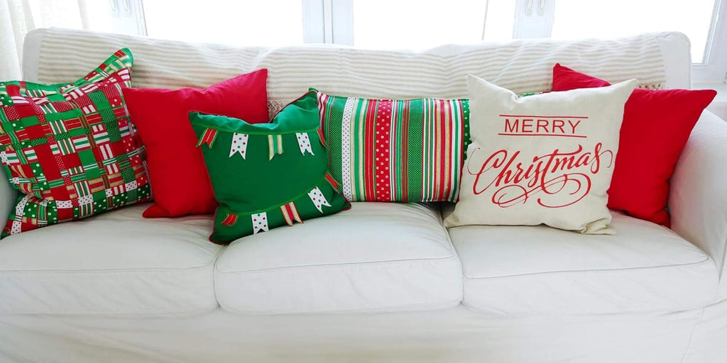 Thmyo 4-Pack 100% Cotton Comfortable Solid Decorative Throw Pillow Case Square Cushion Cover Pillowcase Sublimation Blank Pillow Covers DIY Throw Pillowcase for Couch Sofa(22x22 inch/ 55x55cm,Red)