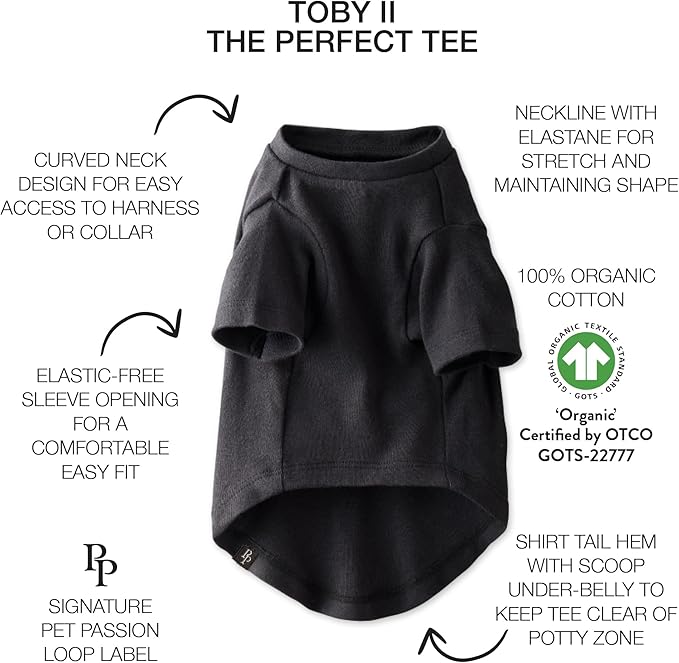 Toby II - The Perfect Tee, 3 Pack Short Sleeve Pet T-Shirt 100% Organic Cotton Tees Clothes for Small, Medium, Large Dogs, Gray Ombre, XX-Large