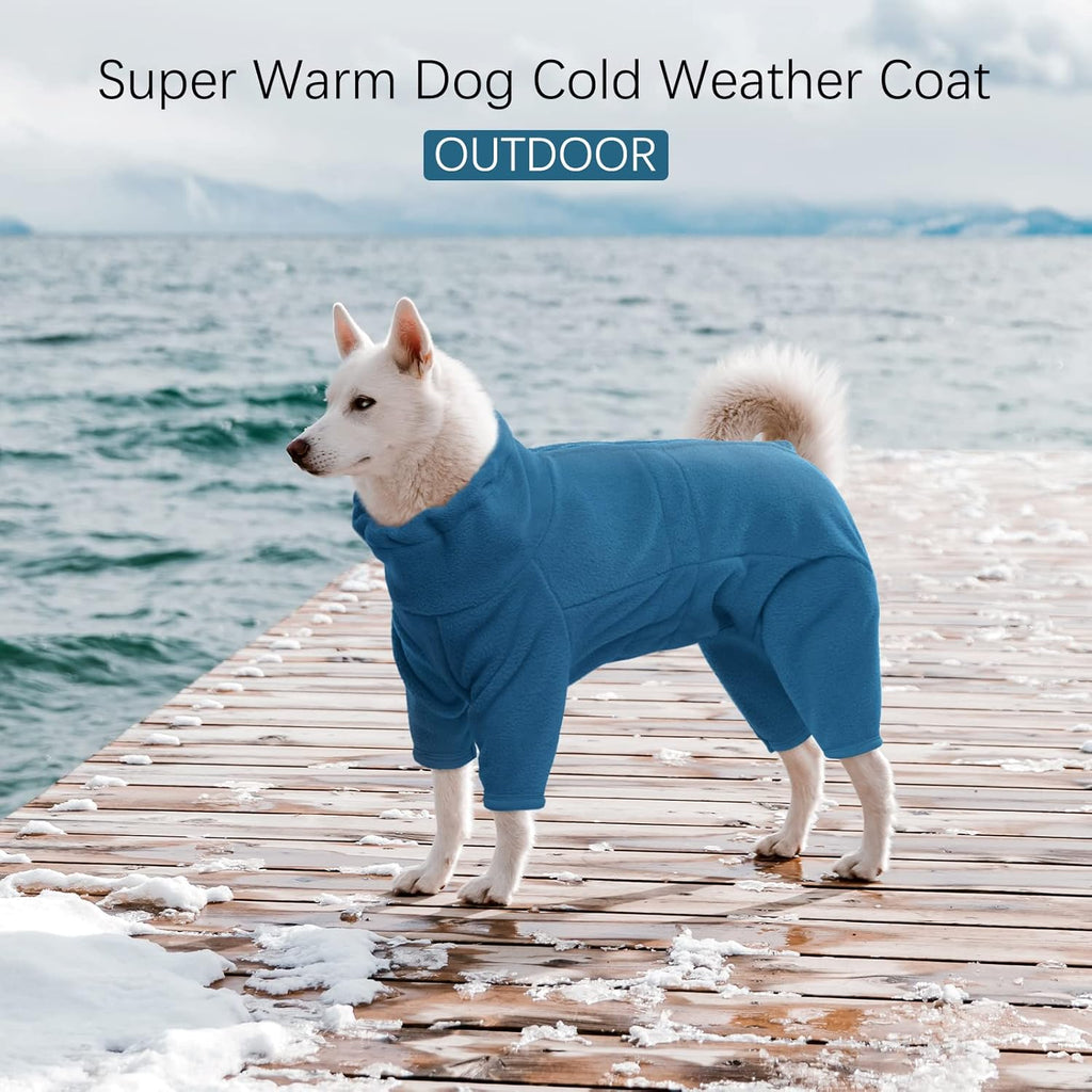 ROZKITCH Dog Winter Coat Soft Fleece Pullover Pajamas, Pet Windproof Warm Cold Weather Jacket Vest Cozy Jumpsuit Apparel Outfit Clothes for Small Medium Large Dog Walking Sleep 2XL
