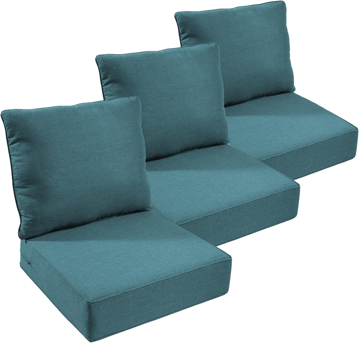 Outdoor Furniture Cushions, 6" Thick Seat Cushions for Outdoor Furniture, Waterproof 22x24 Patio Couch Cushions, Replacement Chair/Sofa Cushion, Include 3 Back & 3 Seat Cushion, Thick/Peacock Green