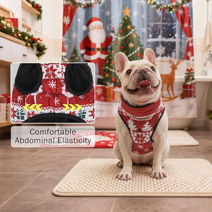 SCENEREAL Christmas Winter Dog Vest Coat with Harness Built in, Warm Puppy Jacket for Small Medium Dogs, Cold Weather Coat with Zipper, Fleece Puffer Vest Windproof Snow Clothes, M