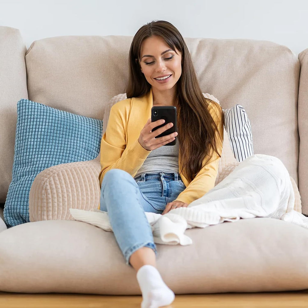 A Nice Night Reading Pillow Bed Wedge Large Adult Children Backrest with Arms Back Support for Sitting Up in Bed/Couch for Lounging Bedrest,Waffle Stereoscopic Design,Ivory