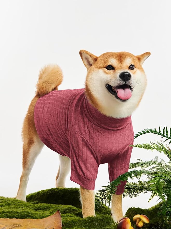 Dog Turtleneck Knitted Shirt Stretchy Pullover Sweater Winter Warm Puppy Clothes for Small Medium Dogs