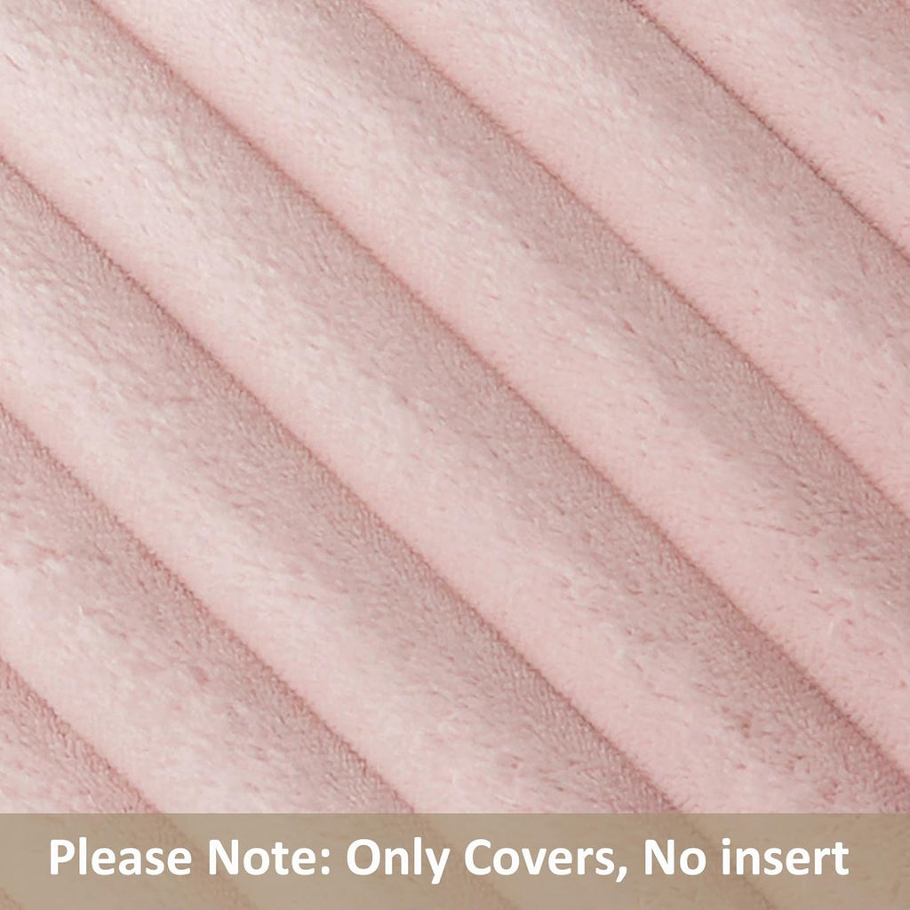 Kevin Textile Soft Plush 14x22 Inch Lumbar Pillow Cover 1 Pack, Luxury Fluffy Faux Fur Striped Flannel Rectangle Cushion Case for Couch Sofa Chair Bed Home Decor, Light Pink